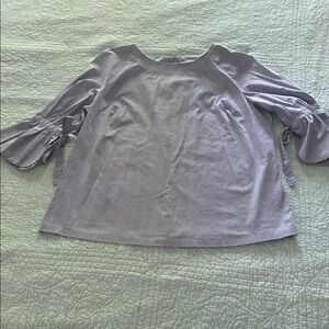 Counterparts Blue Stripped Boxy Ruffled Blouse with Bow Sleeves